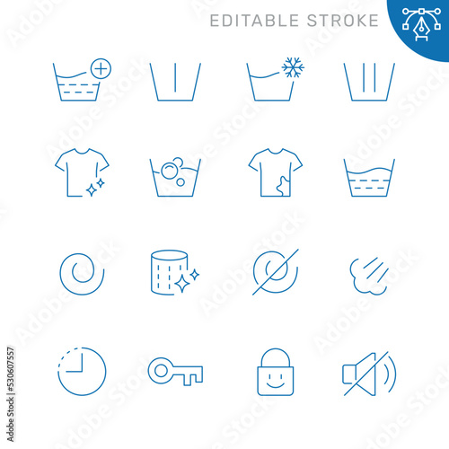 Laundry related icons. Editable stroke. Thin vector icon set