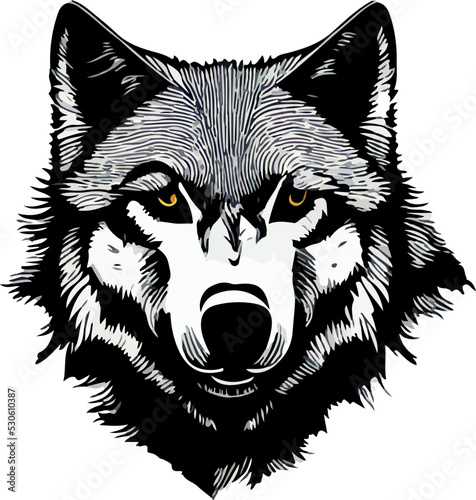 isolated wolf face vector illustration