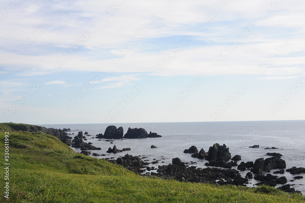 Picturesque coastline with rocks of Cape Nyudo in Oga Peninsula, Akita prefecture, Tohoku region, northern Japan, Asia