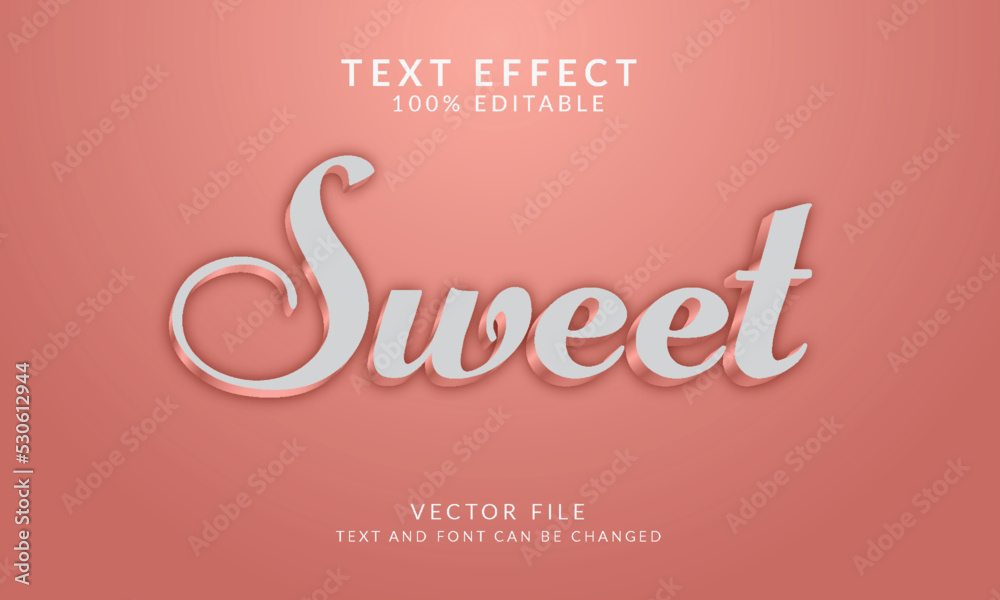 Sweet 3d editable vector text effect style