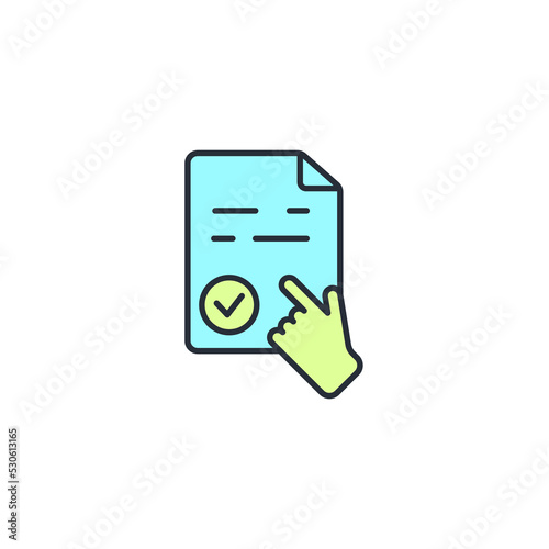 Hand clicking book line icon. Simple element illustration. Hand clicking book concept outline symbol design.