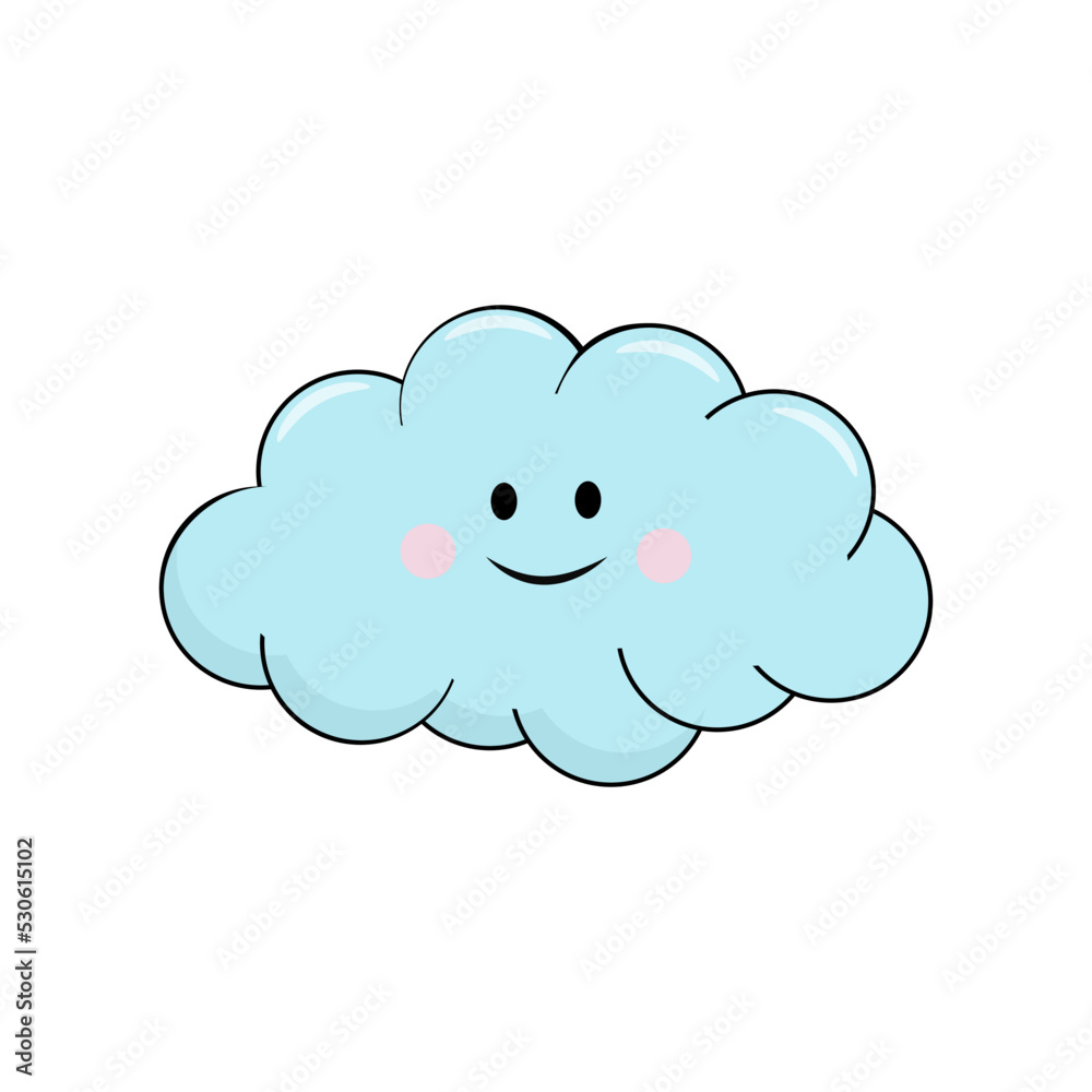 Cute cloud vector illustration isolated on white background