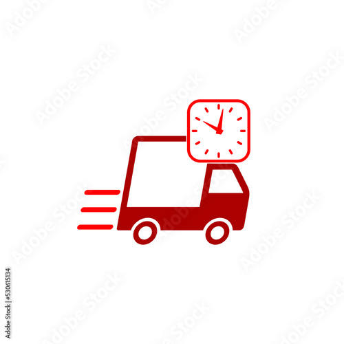 Express delivery icon concept. Truck with watch icon for service isolated on white background