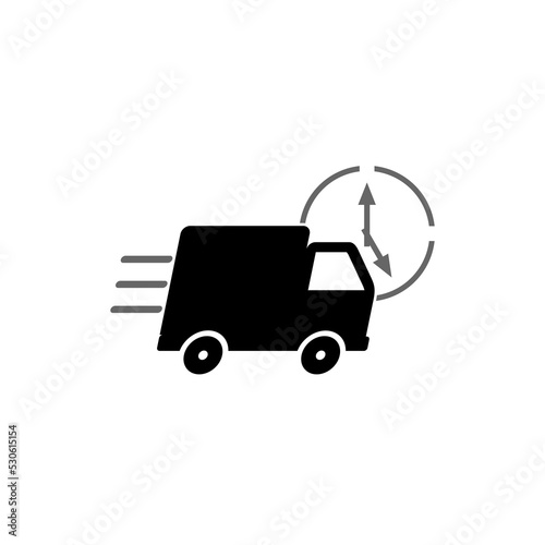 Express delivery icon concept. Truck with watch icon for service isolated on white background