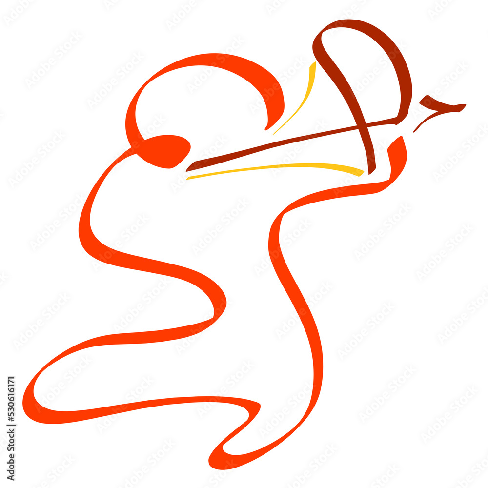 Obraz premium archery, creative abstract image of a man with a bow, colorful logo on a white background