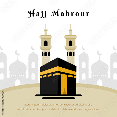 kaaba illustration for pilgrimage greeting poster