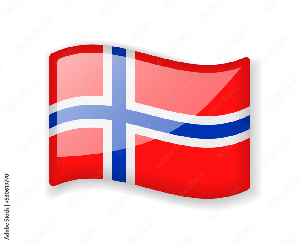 Obraz premium Norway flag - Wavy flag bright glossy icon.