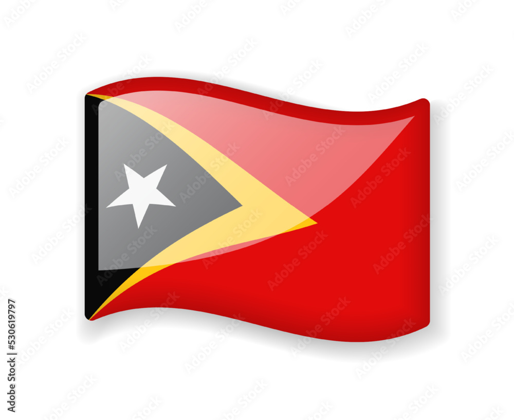 Obraz premium East Timor flag - Wavy flag bright glossy icon.