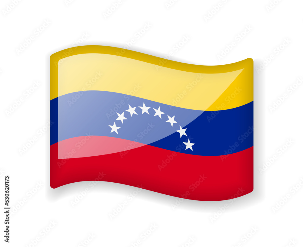 Venezuela flag - Wavy flag bright glossy icon. Venezuela flag - Wavy flag bright glossy icon.