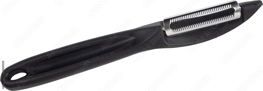 black ambidextrous vegetable potato peeler isolated on a white background black ambidextrous vegetable potato peeler isolated on a white background
