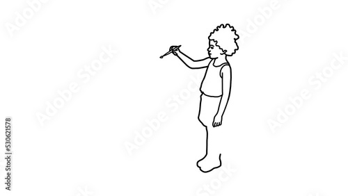 Wallpaper Mural cute girl doing painting, drawing sketch and 2d animation cartoon Torontodigital.ca