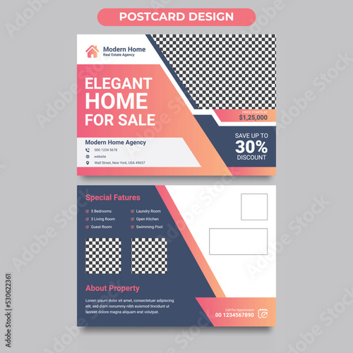 Creative Real estate home postcard template design