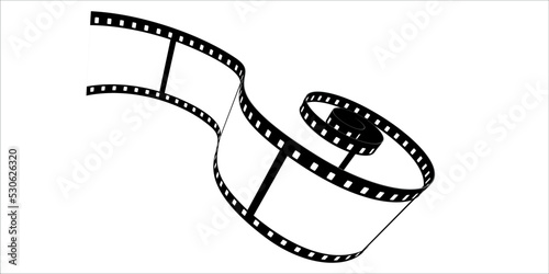 Film roll - Photo cinema video theme - Design element isolated on a white background - Black and white colors