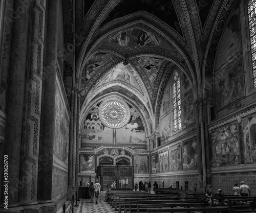 Ancient Papal basilica of San Francesco of Assisi. Art and religion.