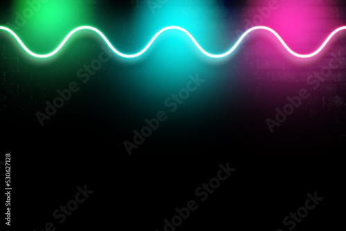 Neon Digital zigzag lights on wall for musical party dance bar and event background