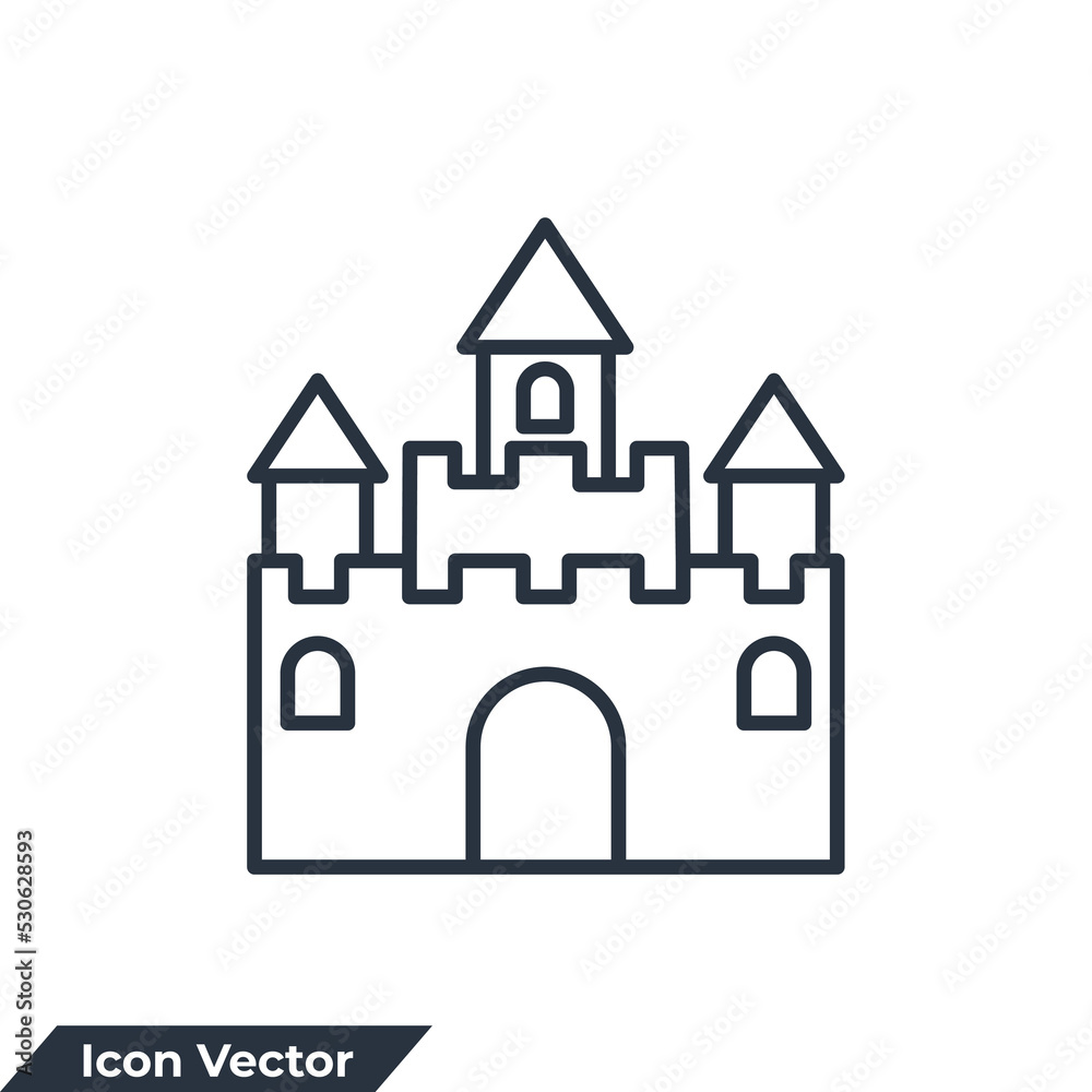 castle building icon logo vector illustration. castle symbol template for graphic and web design collection