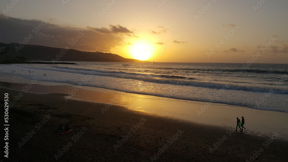 Sunset in Las Canteras Beach - Gran Canaria