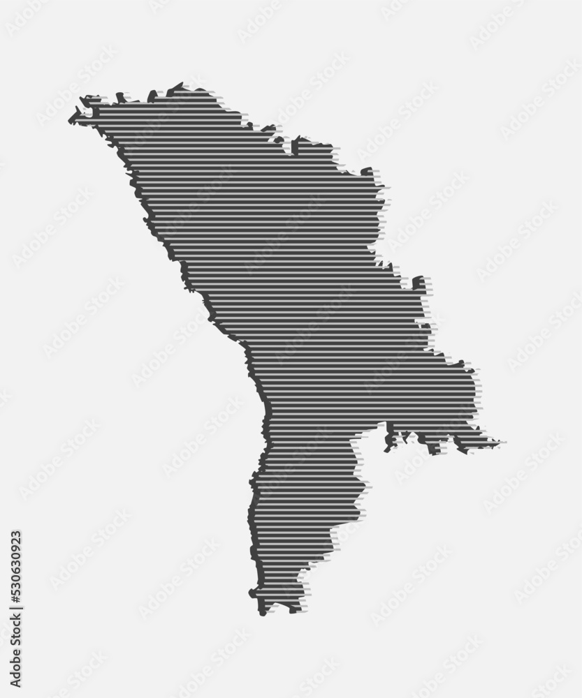 Vector map Moldova, creative map made grey lines