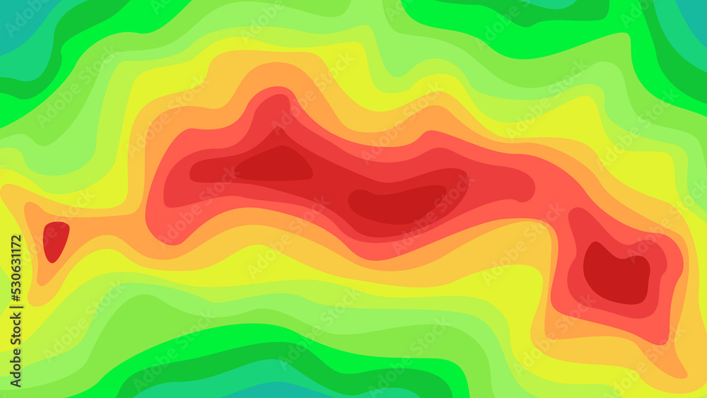 Vector graphic of Color topographic contour map with combination spectrum colors. Topographic
