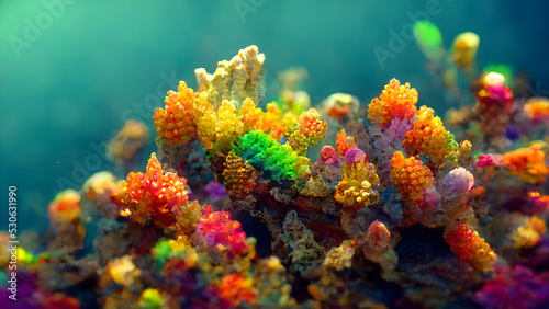 Fototapeta Naklejka Na Ścianę i Meble -  Stunning Rainbow coral reef under sea shot 2 selective focus