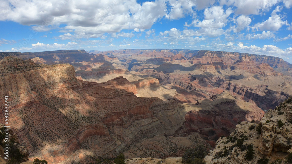 The South Rim of the Grand Canyon National Park, carved by the Colorado River in Arizona, USA. Unique natural geological formation. The Yaki Point. The South Rim of the Grand Canyon National Park, carved by the Colorado River in Arizona, USA. Unique natural geological formation. The Yaki Point.
