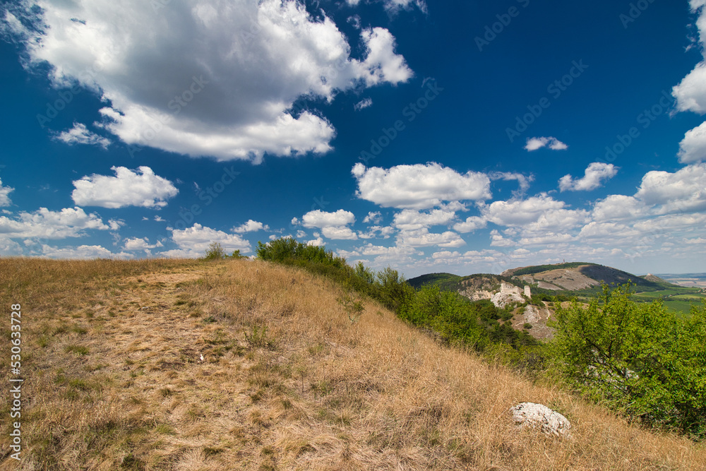 View from Table mountain to Orphans castle in Moravia region. Palava. Czech Republic.