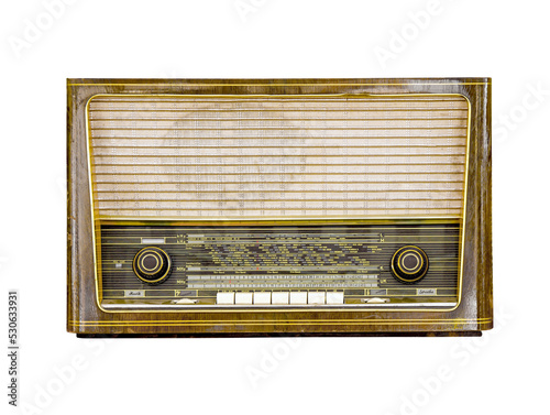 Vintage radio isolated front view