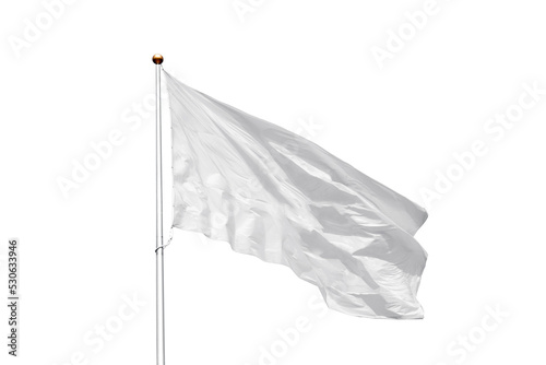 Blank waving white flag with copy space isolated