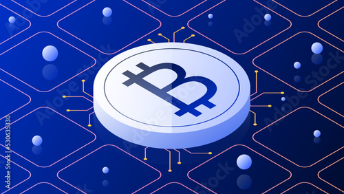 Isometric Bitcoin Futuristic Illustration