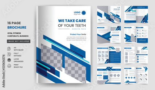 16 Pages Dental healthcare  medical, annual report,  multi-pages hospital business company brochure design