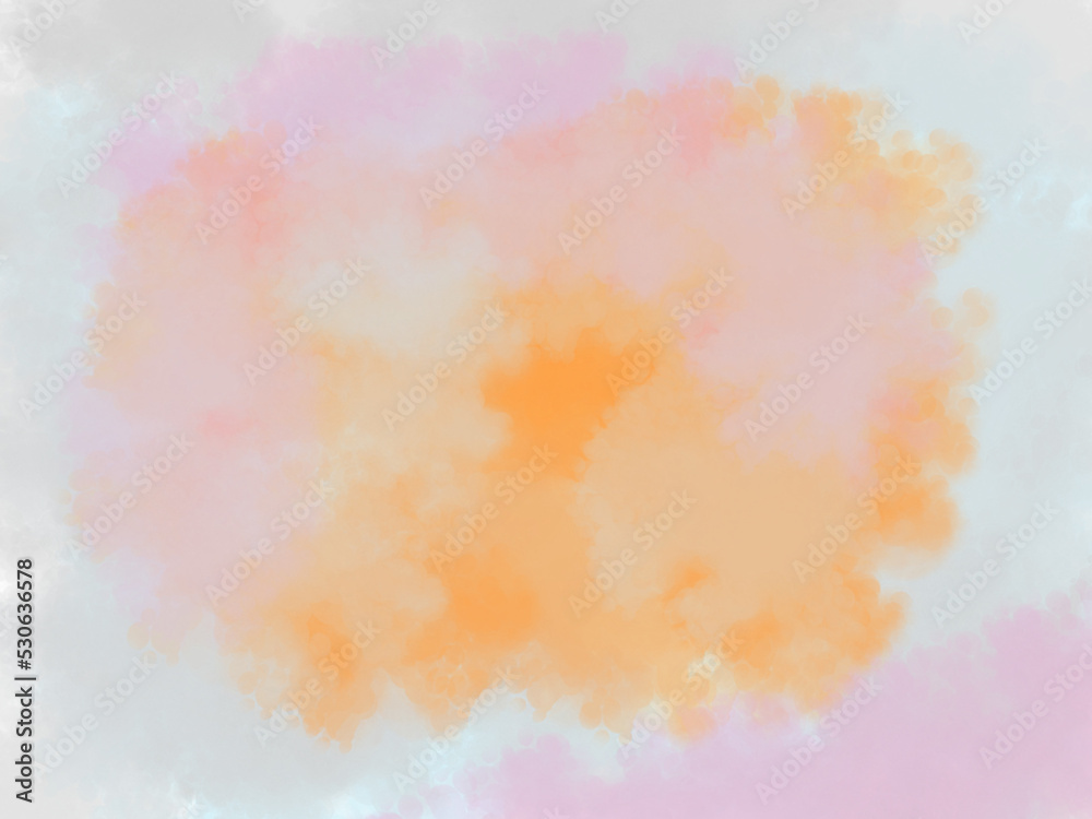 abstract watercolor cloud background with soft orange pink blue pastel colour