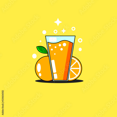 fresh orange flavored fruit juice vector illustration