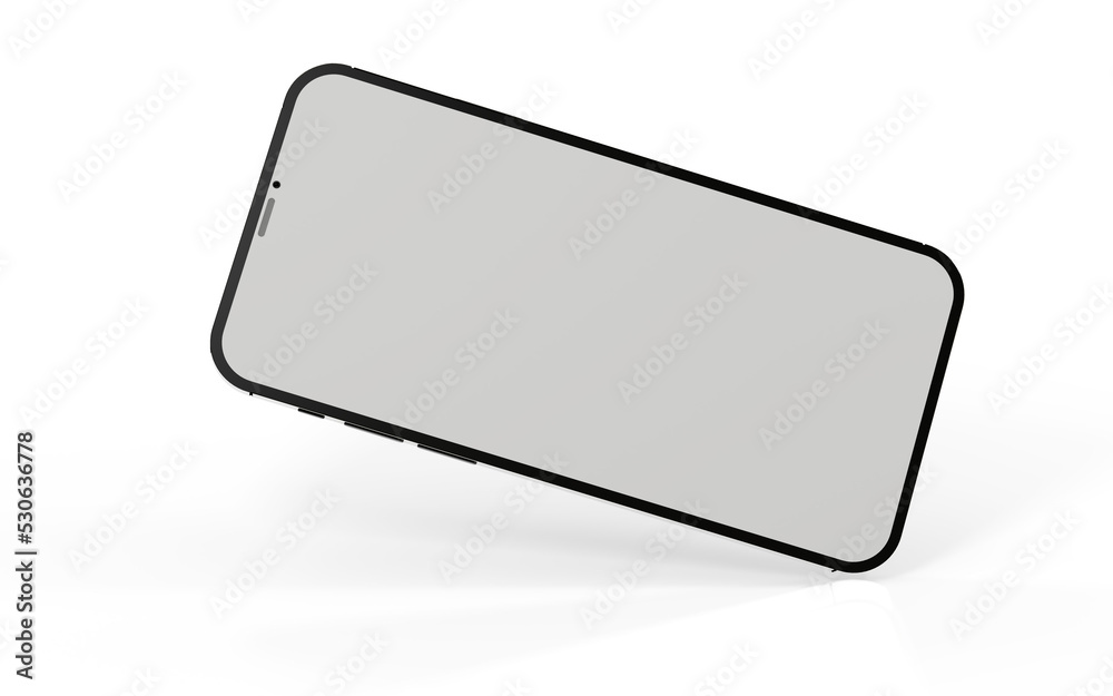 Modern glass smartphone hanging over the table