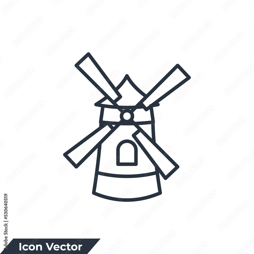 wind mill building icon logo vector illustration. wind turbine symbol template for graphic and web design collection wind mill building icon logo vector illustration. wind turbine symbol template for graphic and web design collection
