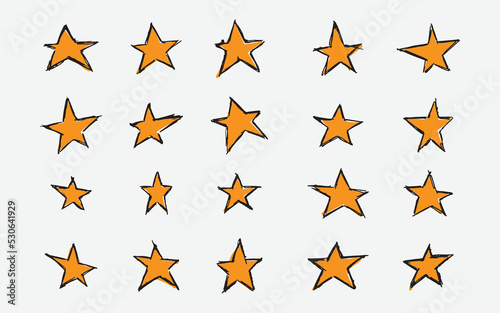 Set of Colored Vector illustration of hand drawn doodle stars symbol pattern by using ballpoint to draw