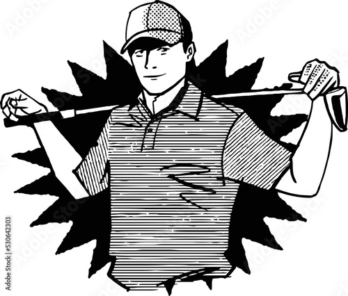 vector illustration of silhouette of a golfer in action