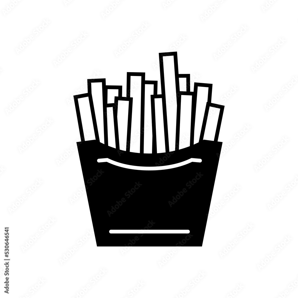 French fries icon. Pack of traditional french fried potatoes. Vector Illustration 
