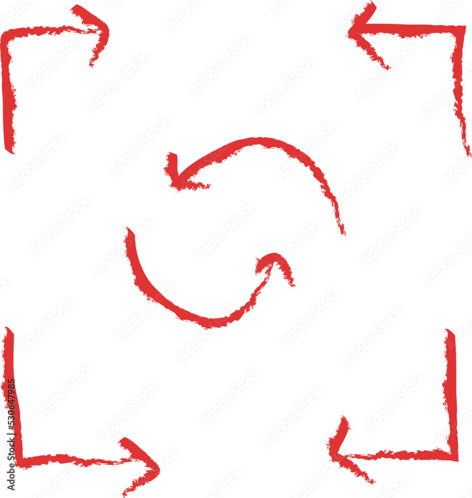 Various symbols using red colored pencils (arrow, circle, X, heart, star) Various symbols using red colored pencils (arrow, circle, X, heart, star)