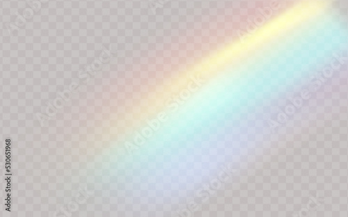 Rainbow highlights on a black background.Glare or reflection from water and glass.Glittering particles for social media backgrounds, product presentations, photo shots.