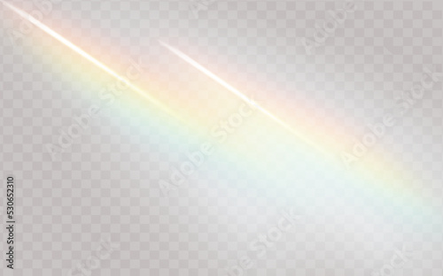 Rainbow highlights on a black background.Glare or reflection from water and glass.Glittering particles for social media backgrounds, product presentations, photo shots.