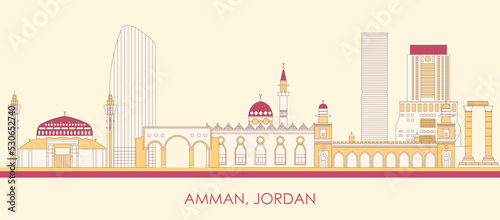 Cuadro en lienzo Cartoon Skyline panorama of city of Amman, Jordan - vector illustration