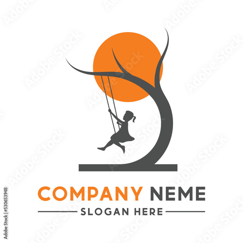 child tree swing logo design