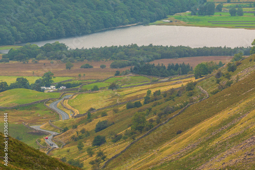 View of the Kirkstone Pass, Cumbria, England.