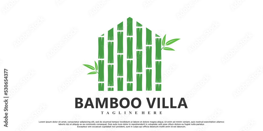 Bamboo logo design with creative concept Premium Vector