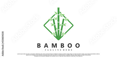 Bamboo logo design with creative concept Premium Vector