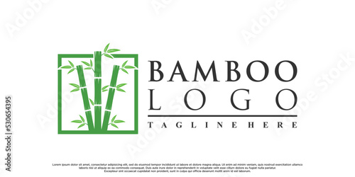 Bamboo logo design with creative concept Premium Vector