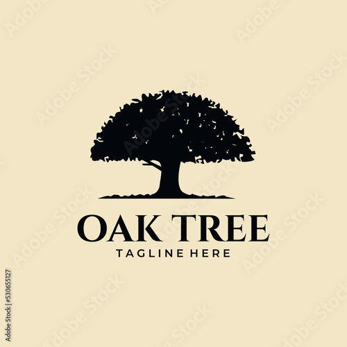oak tree vintage logo vector symbol illustration design