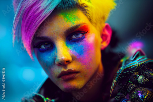 colorful fairypunk androgynous character
