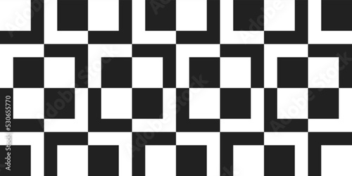 Black and white chess tiles. Seamless vector decor and decoration. For surface printing.