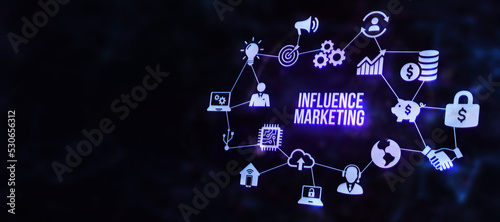 Internet, business, Technology and network concept. Influencer marketing concept. 3d illustration.